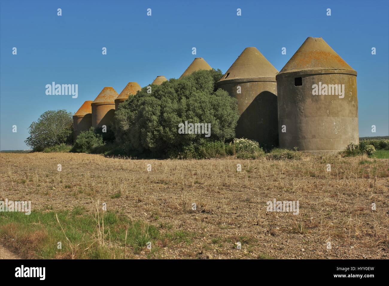 Silos de Candon en Trigueros, Huelva Stock Photo