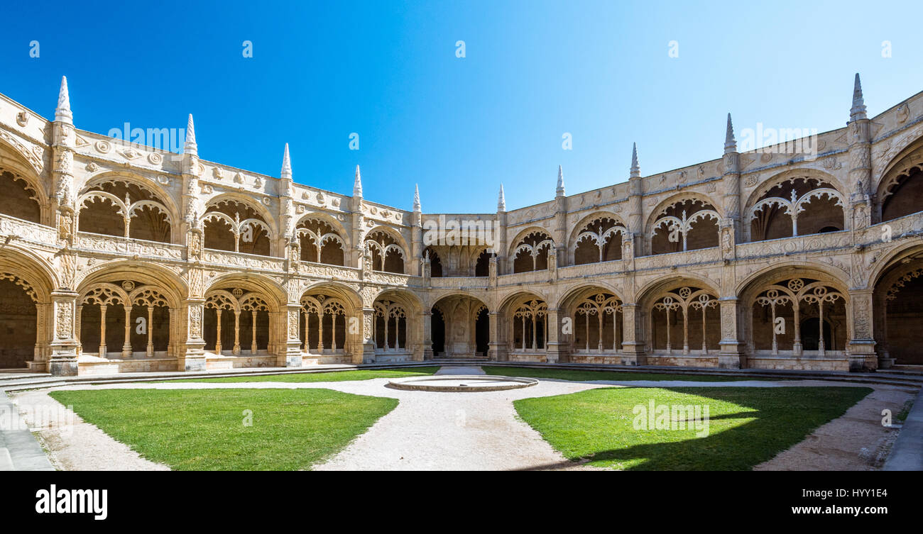 Cloister view in Jeronimos Monastery, 06-29-2016 Lisbon Stock Photo