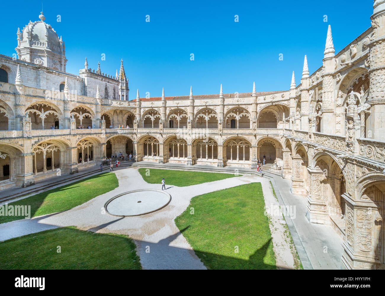 Cloister view in Jeronimos Monastery, 06-29-2016 Lisbon Stock Photo