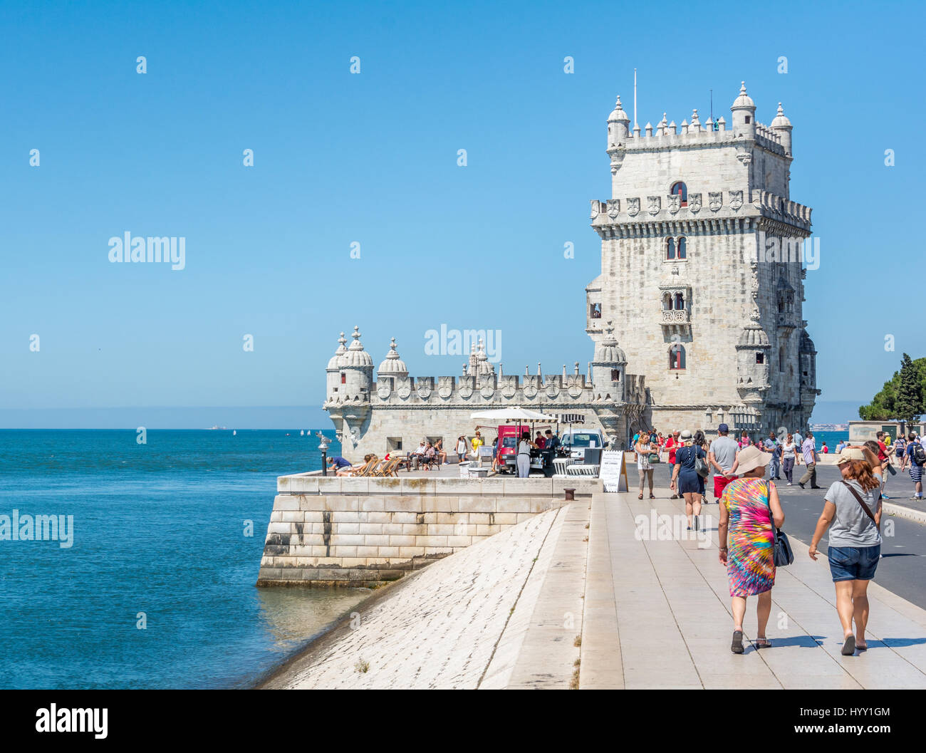 Belem Tower in a sunny morning, Lisbon, Portugal, June-29-2016 Stock Photo