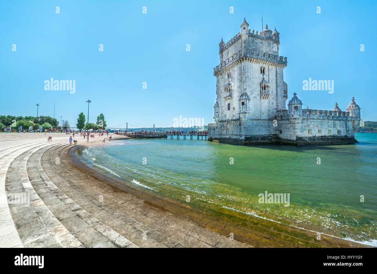 Belem Tower in a sunny morning, Lisbon, Portugal, June-29-2016 Stock Photo