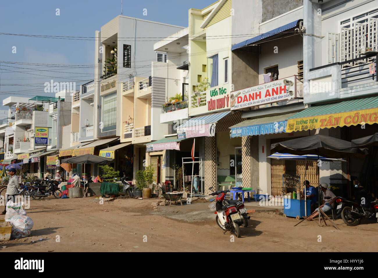 Streets of Tan Chau, Vietnamese border town, Vietnam Stock Photo