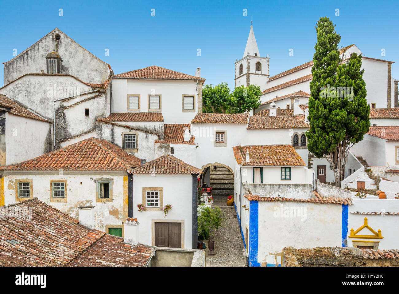 Scenic summer sight in Obidos, Leiria District, Portugal Stock Photo