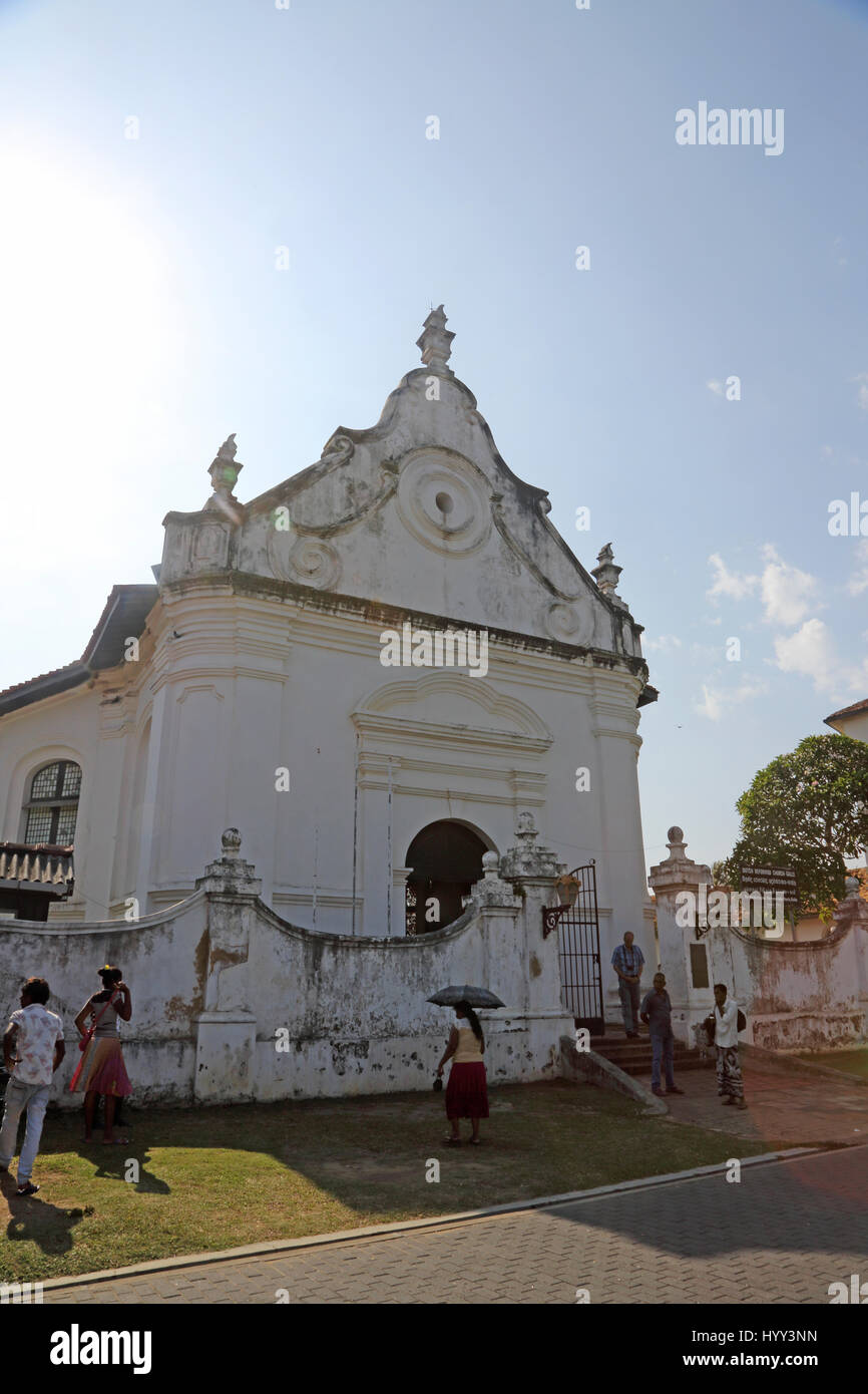 Galle Sri Lanka Galle Fort Dutch Reformed Church built around 1755 Locals and tourists outside Stock Photo