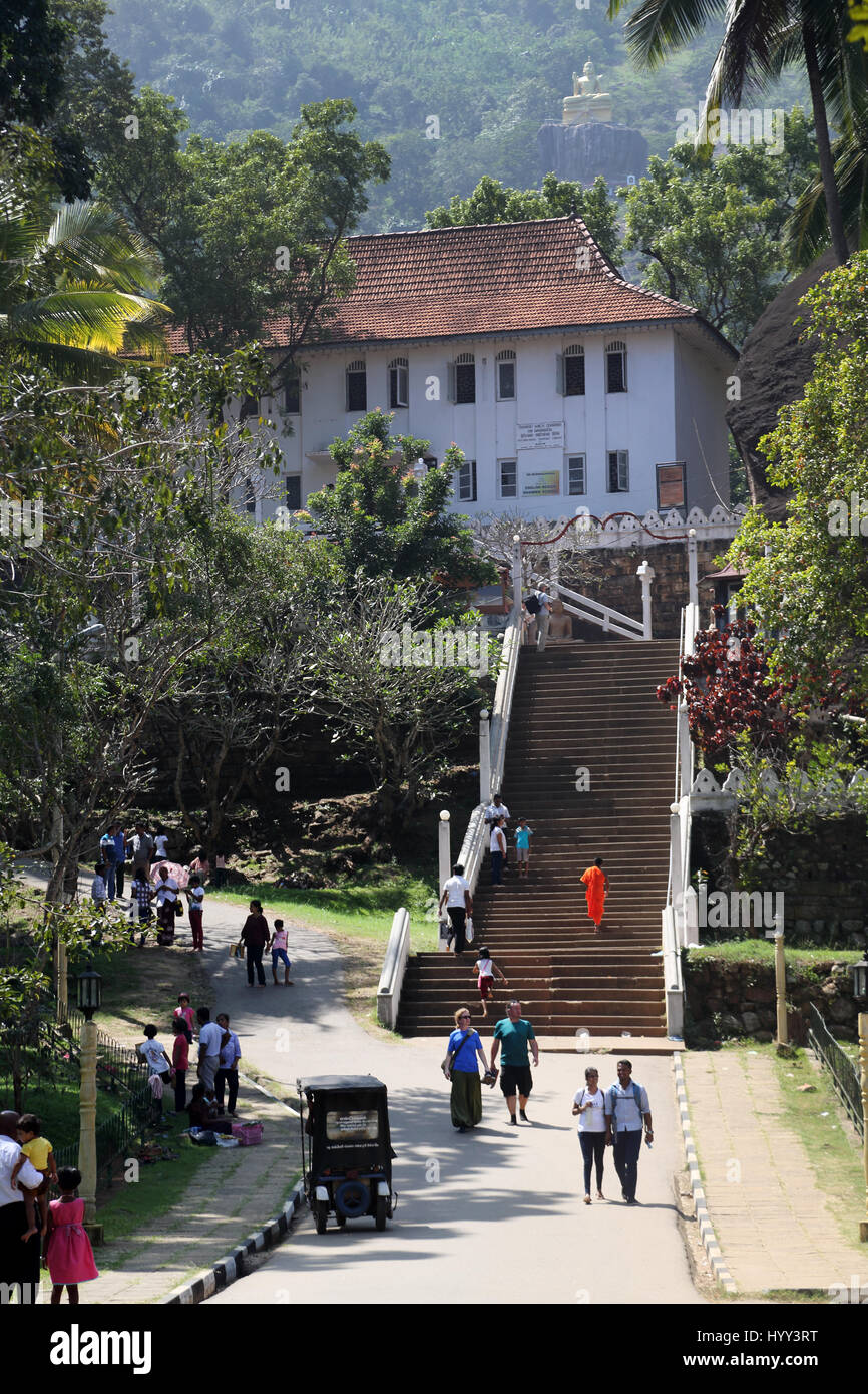 Aluviharaya Rock Cave Temple Sri Lanka Matale District Kandy-Dambulla Highway Stairs Leading To International Buddhist Library and Sri Buddhaghosa Eng Stock Photo