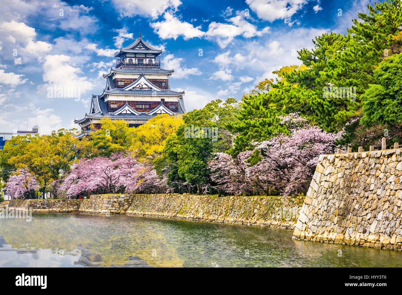 Hiroshima, Japan at Hiroshima Castle in springtime. Stock Photo