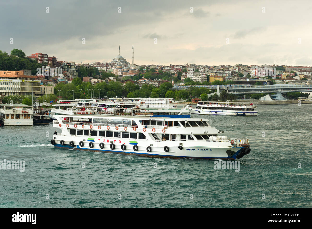 Ferry crossing Bosphorus river, Istanbul, Turkey Stock Photo Alamy
