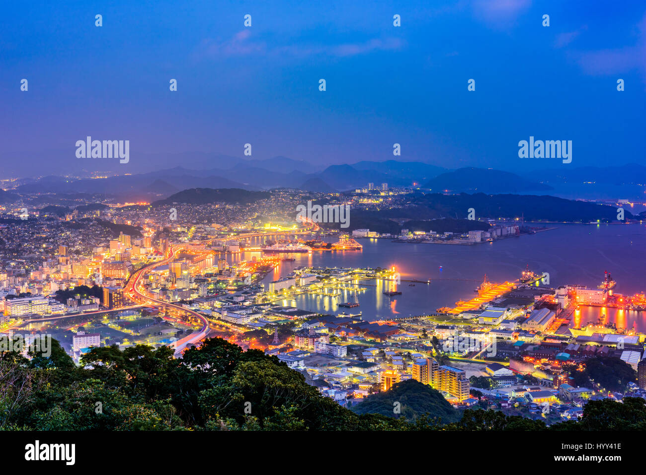 Sasebo, Nagasaki, Japan downtown skyline Stock Photo Alamy