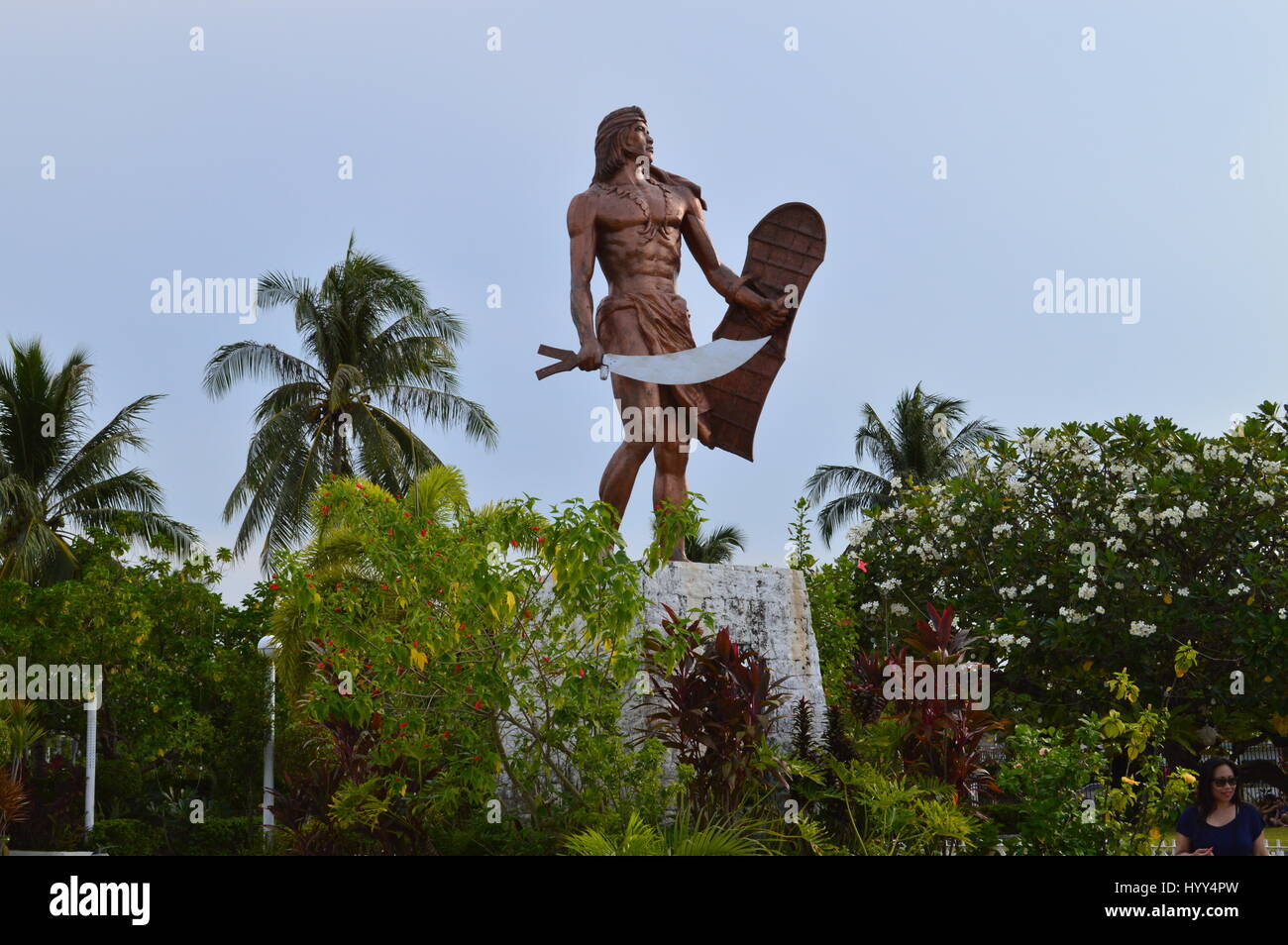 Monument of Lapu Lapu, the pre-colonial chief of Mactan at the Mactan shrine in the island of Mactan, Lapu-Lapu Cebu, Philippines, in South East Asia. Stock Photo