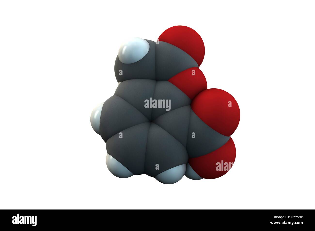 Acetylsalicylic acid (aspirin) pain relief drug molecule. Aspirin is a