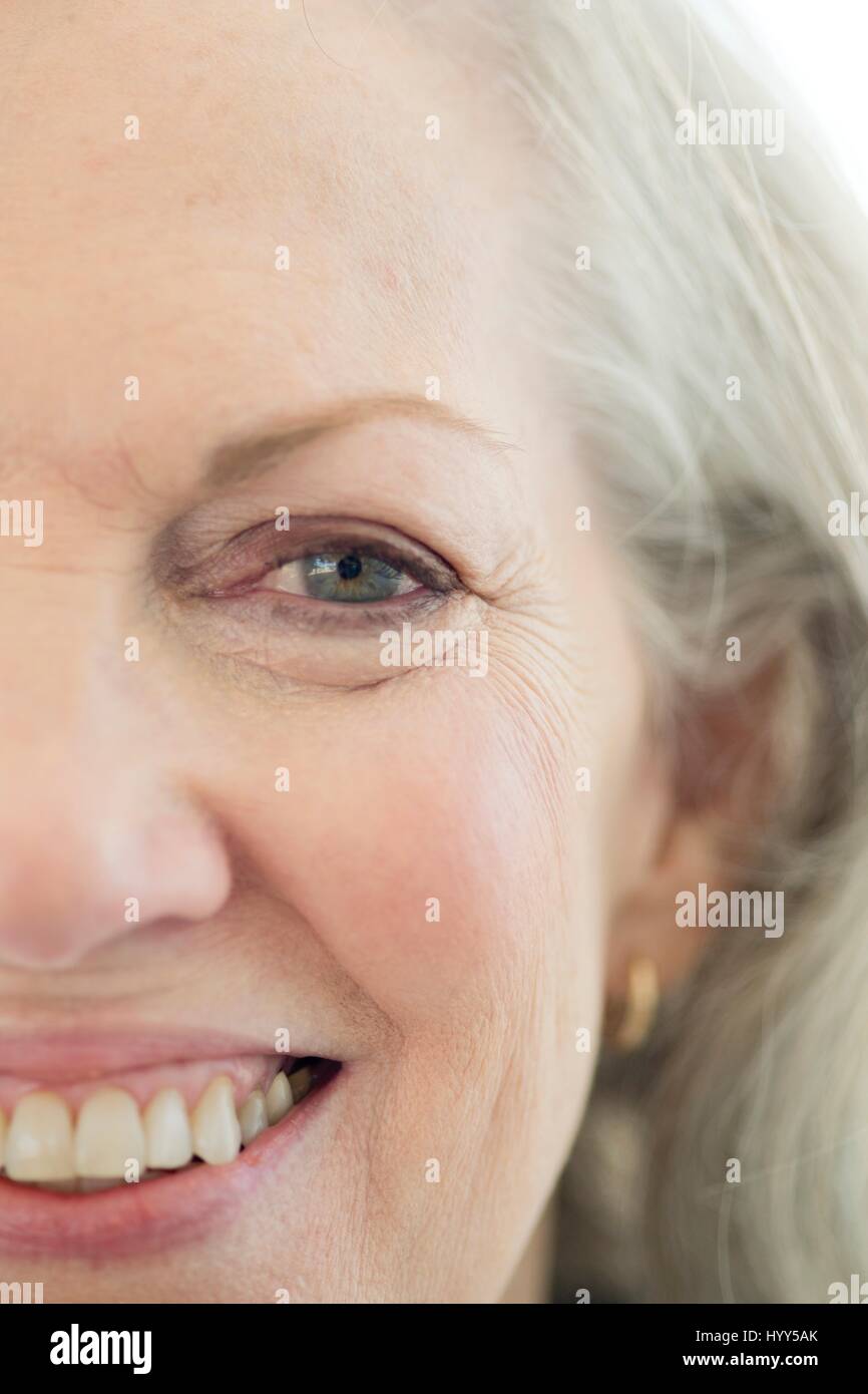 Senior woman smiling, close up. Stock Photo