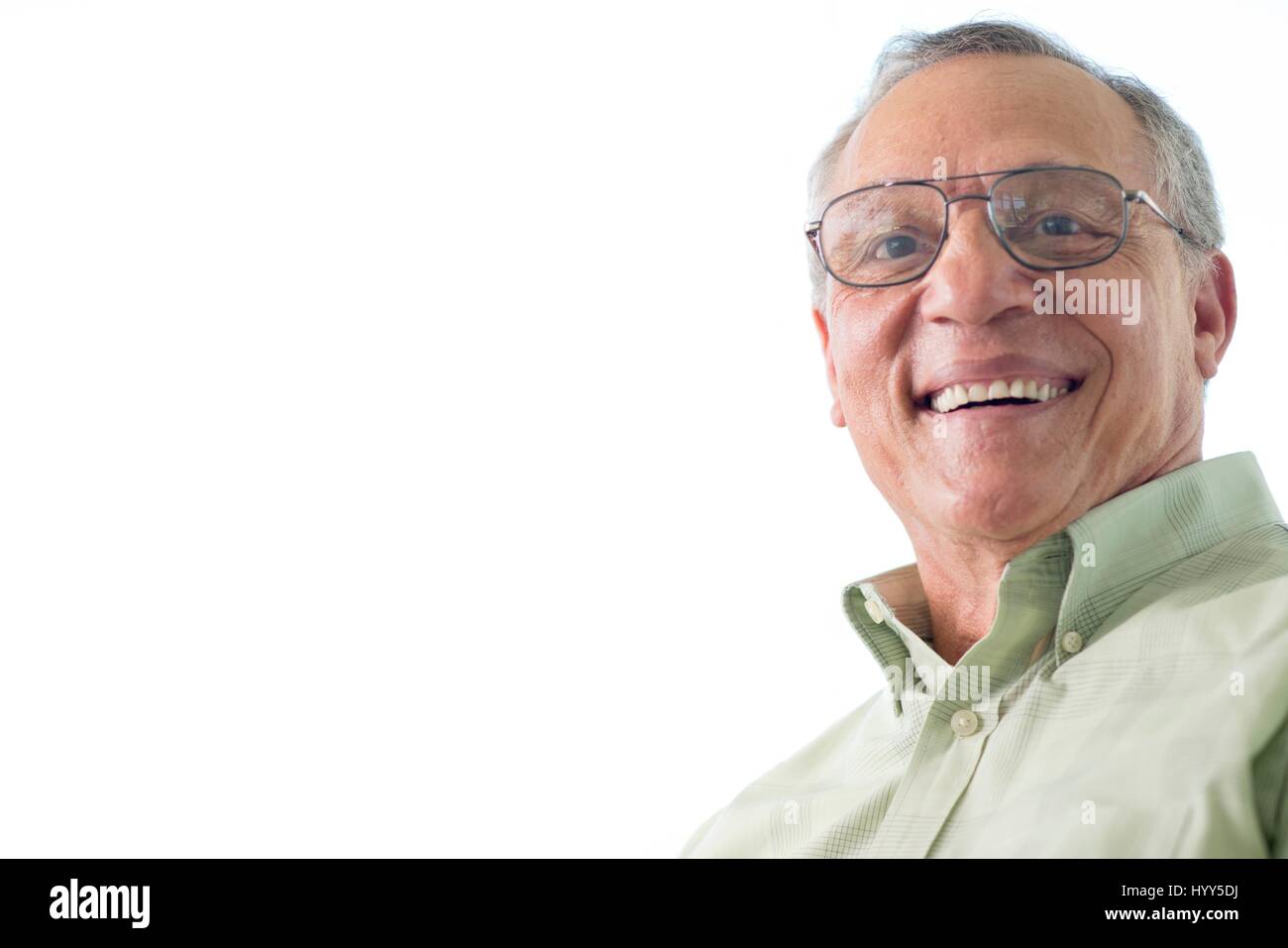 Senior man wearing glasses, portrait. Stock Photo