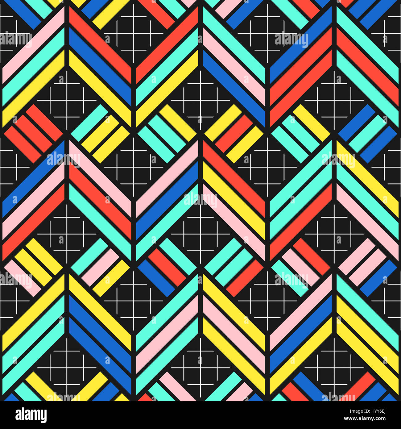 Colorful bold bright seamless pattern. Trendy design in 80-90s style ...