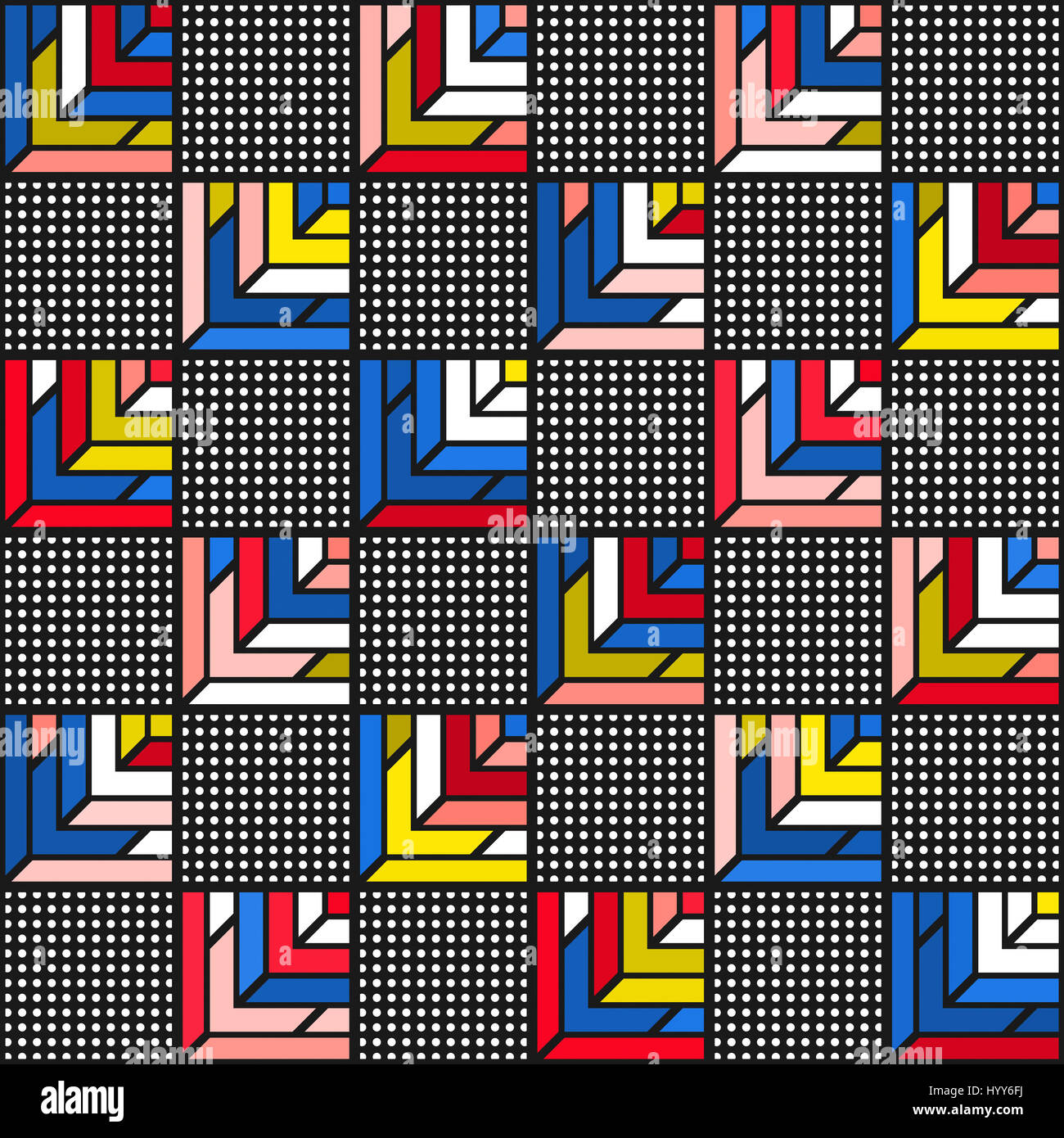 Colorful bold bright seamless pattern. Trendy design in 80-90s style ...