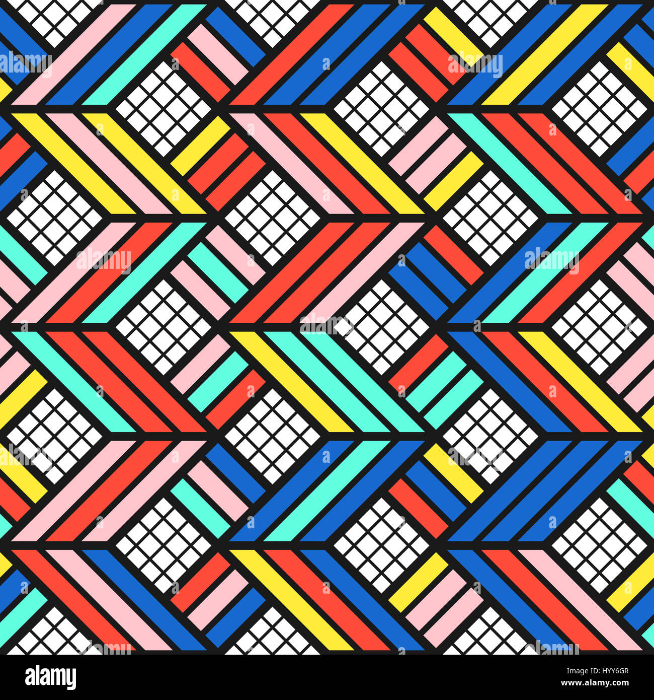 Colorful bold bright seamless pattern. Trendy design in 80-90s style ...