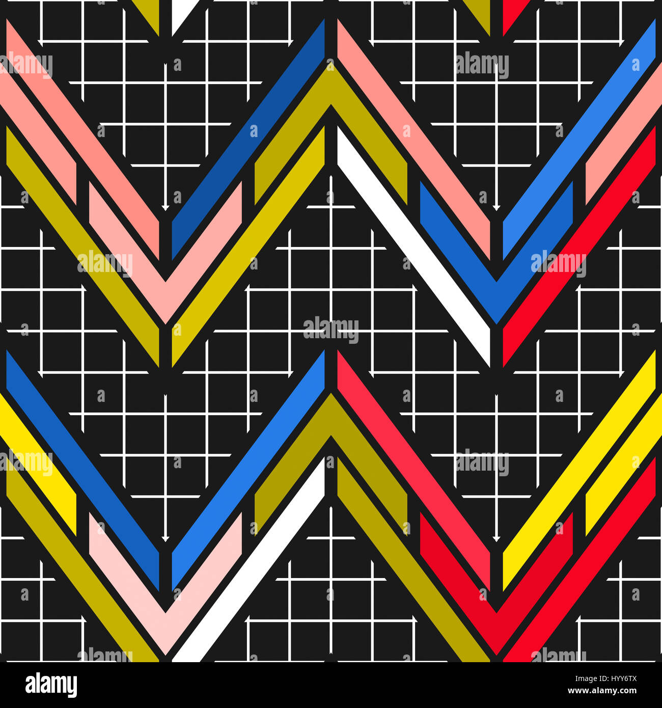 Colorful bold bright seamless pattern. Trendy design in 80-90s style ...