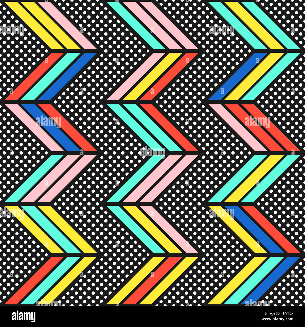 Colorful bold bright seamless pattern. Trendy design in 80-90s style ...
