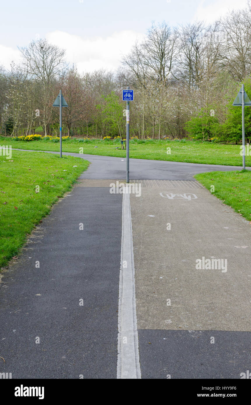 Shared path for cyclists and pedestrians Stock Photo