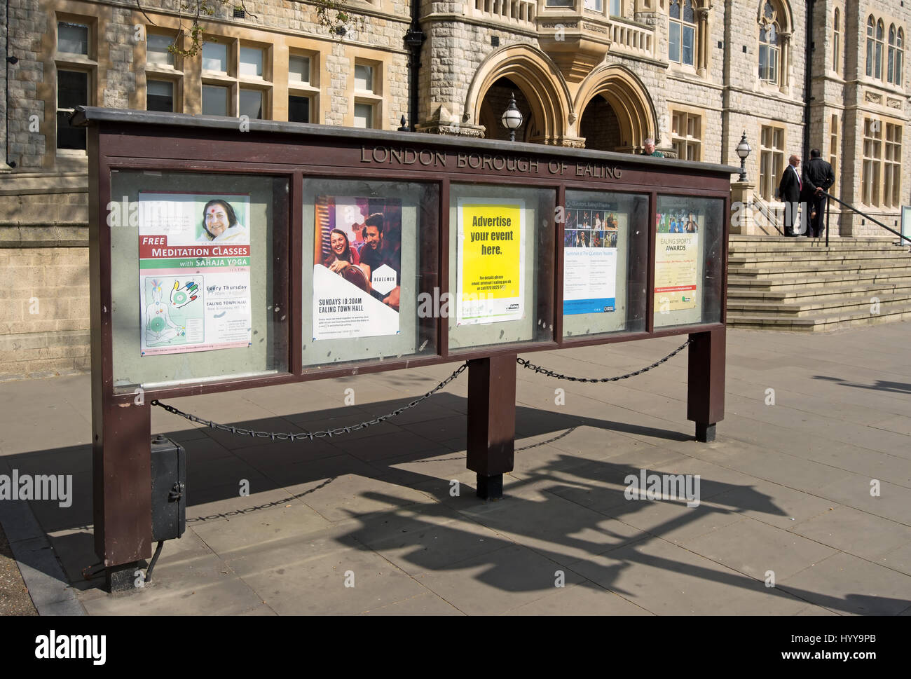 noticeboard of the london borough of ealing, outside ealing town hall, west london, england Stock Photo