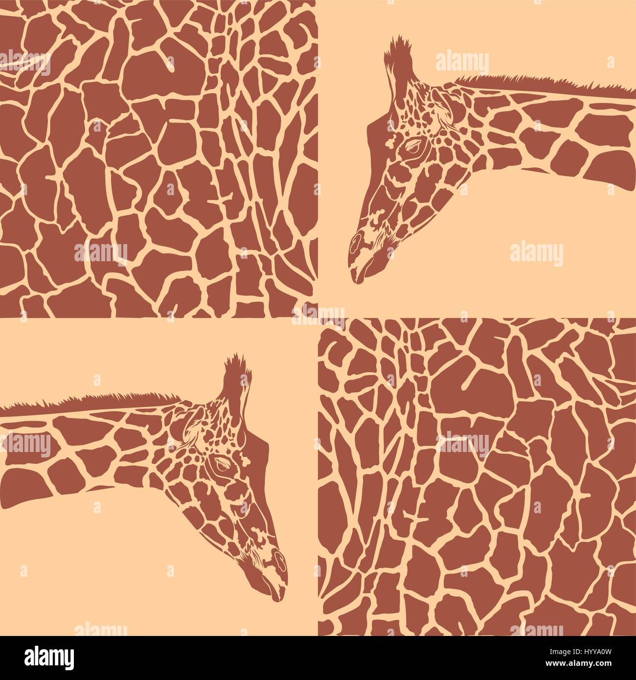 Giraffe patterns beige and brown Stock Vector
