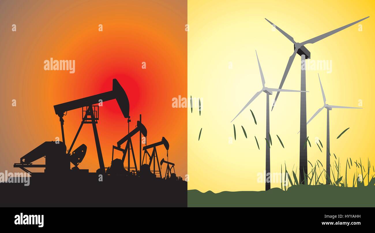 Conventional and renewable energy Stock Vector