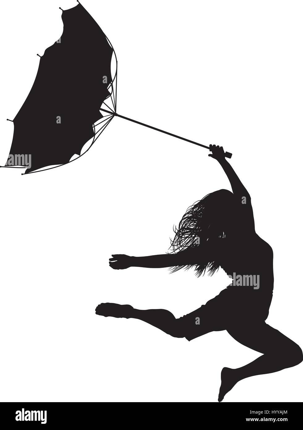 Woman jumps in the wind Stock Vector