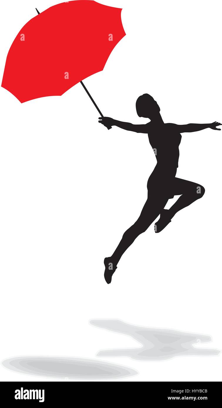 Woman jumping with umbrella Stock Vector Image & Art - Alamy