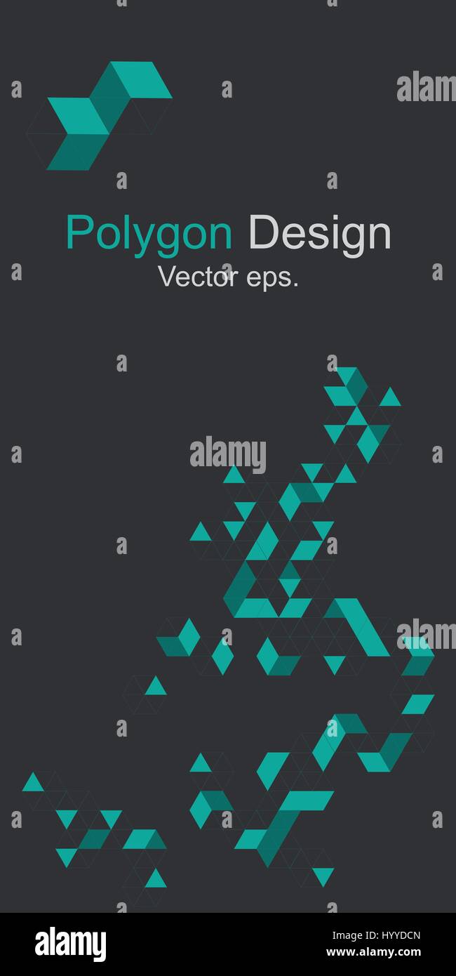 Background vertical Polygon design Green color tone background vertical
