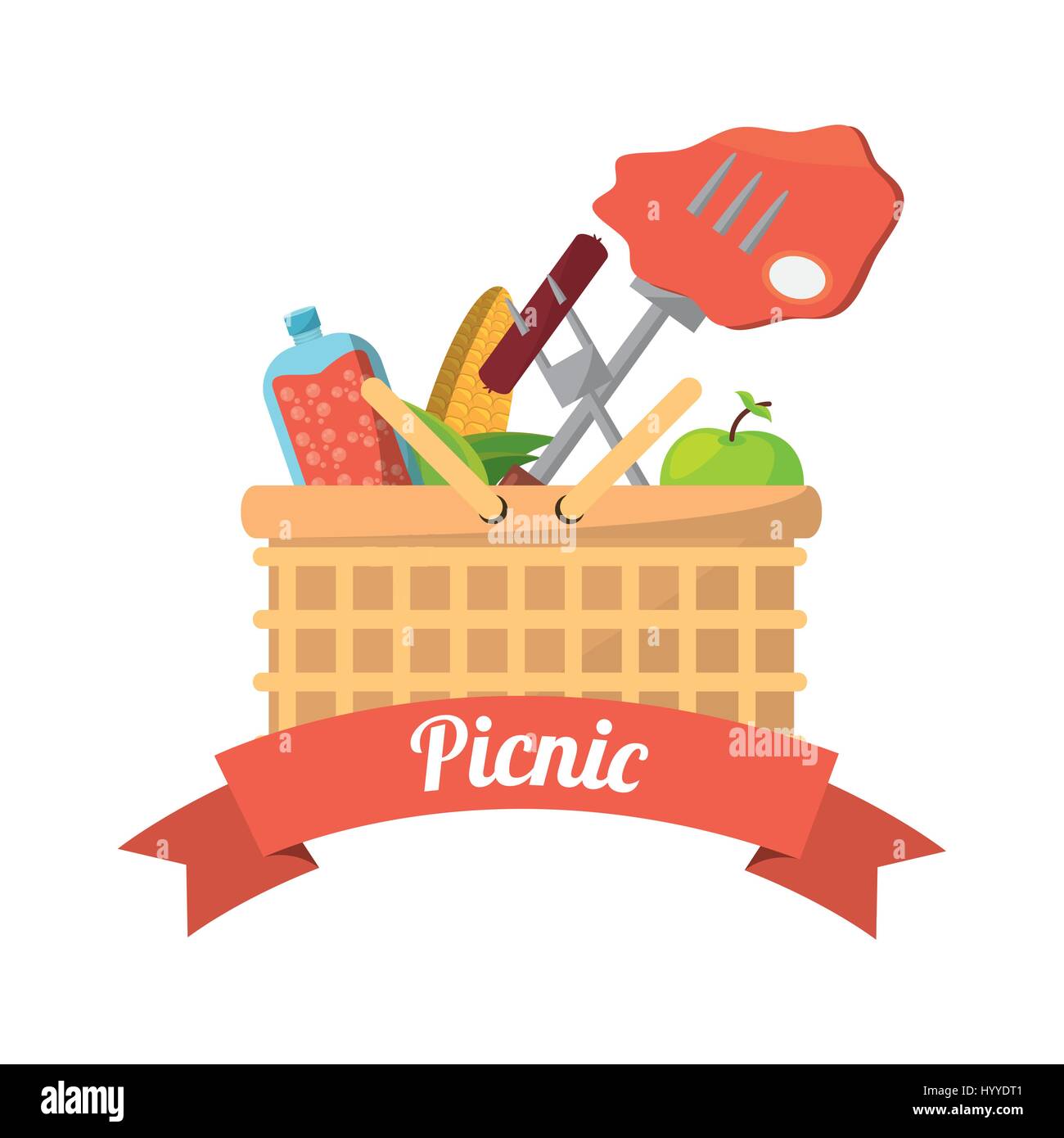 picnic basket food fork grill Stock Vector Image & Art - Alamy