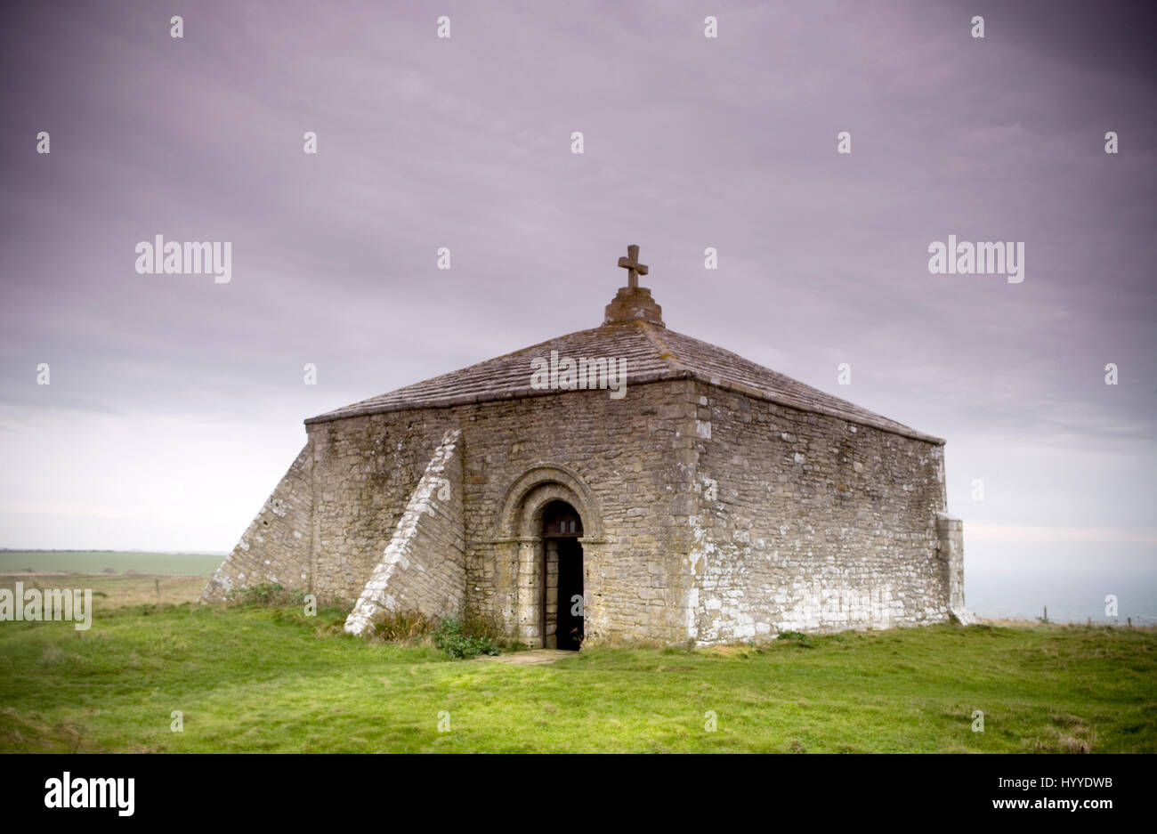 small empty chapel on a hill Stock Photo