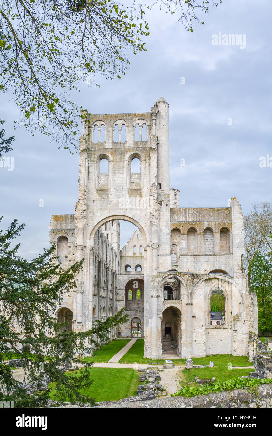 Jumieges Abbey, ruined Benedictine monastery in Normandy (France), May-07-2016 Stock Photo