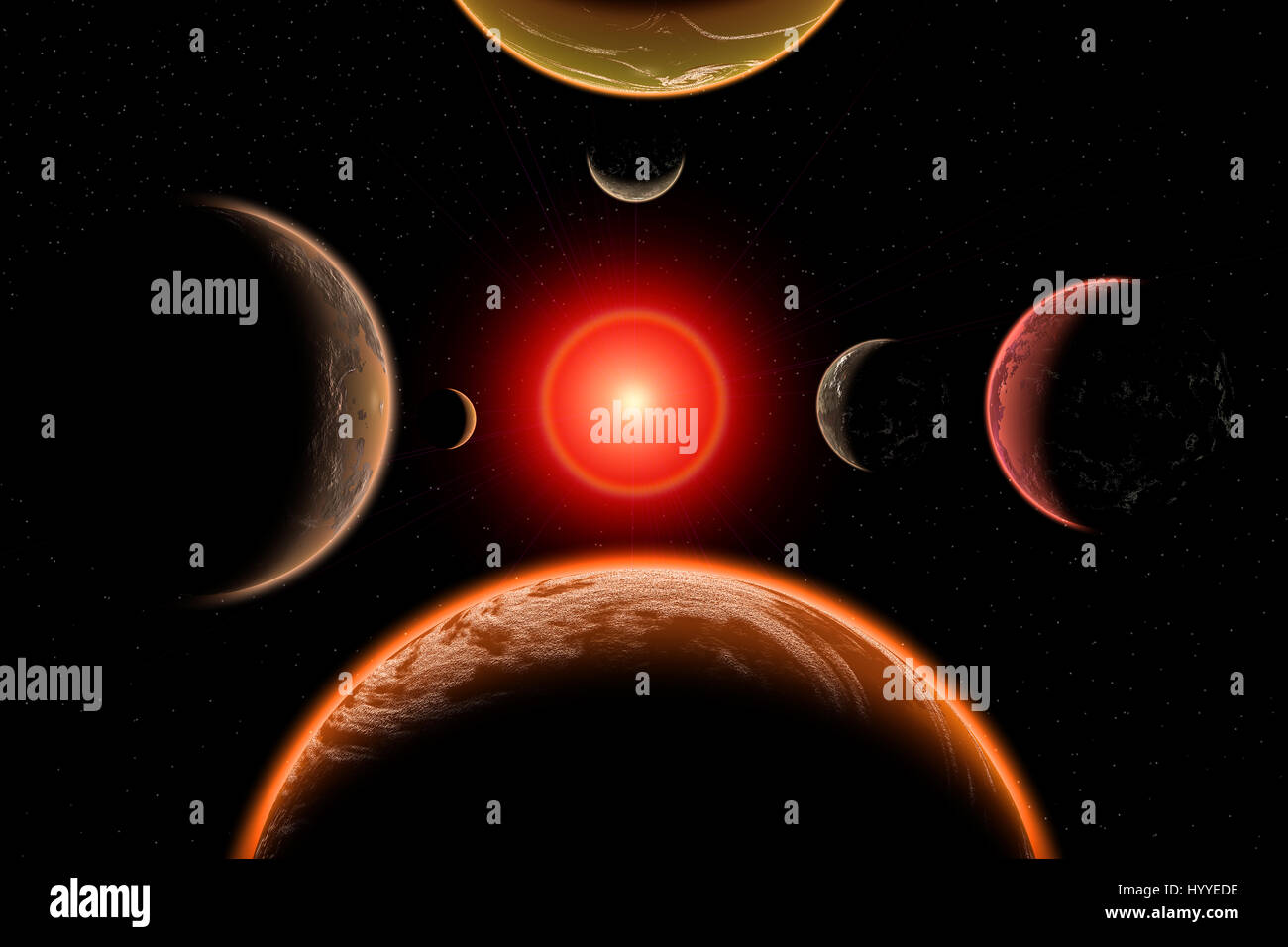 The Trappist Star System Is 39 Light Years From The Earth .Its Star As 7  Exoplanets In Its Orbit , Each Being A Similar Size To The Earth Stock  Photo - Alamy