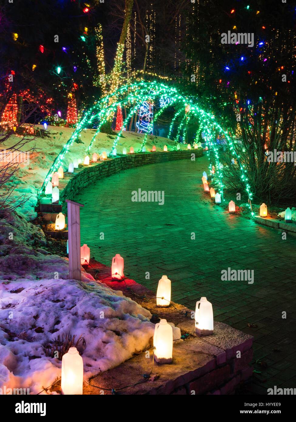 Holiday Light Show At Janesville Rotary Gardens Janesville Stock