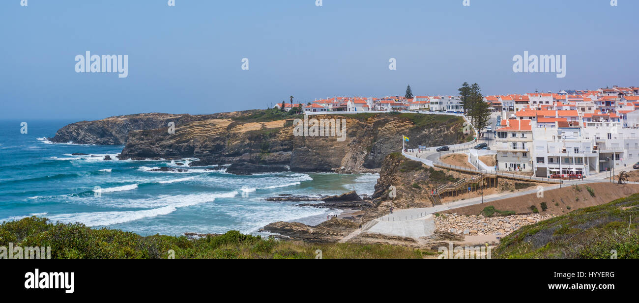 Panoramic coastal view near Zambujeira do Mar, Costa Vicentina, Portugal Stock Photo