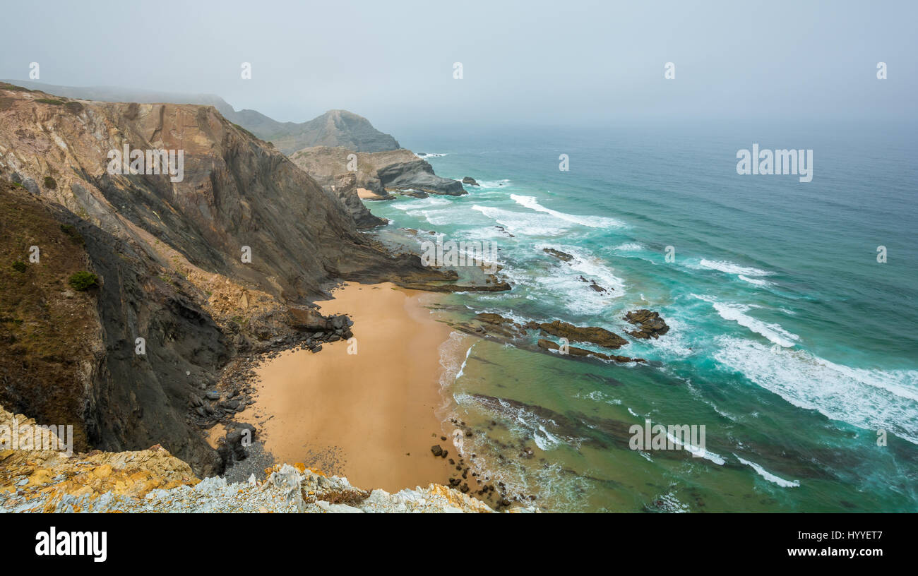 Foggy morning in Costa Vicentina, Portugal Stock Photo