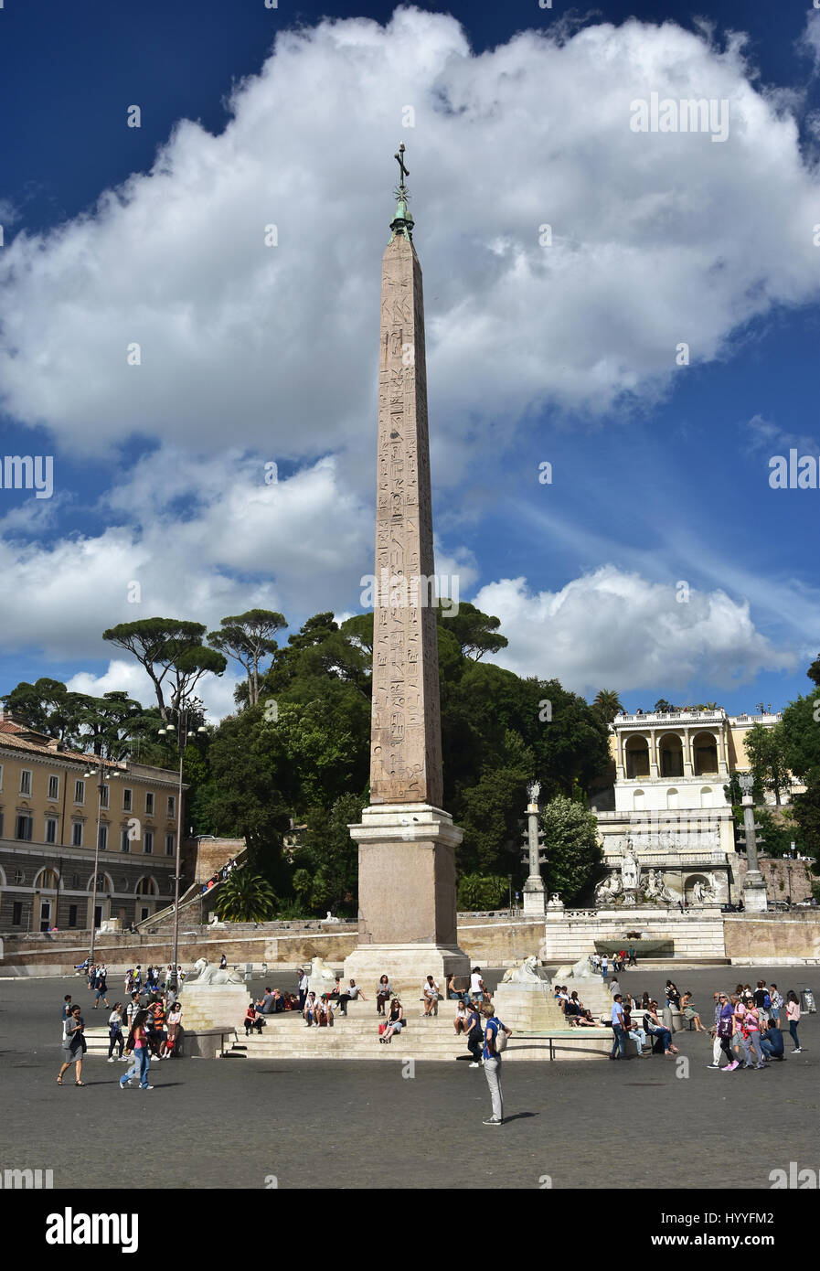 Tourists in the famous Piazza del Popolo (People's Square), in the center of Rome Stock Photo