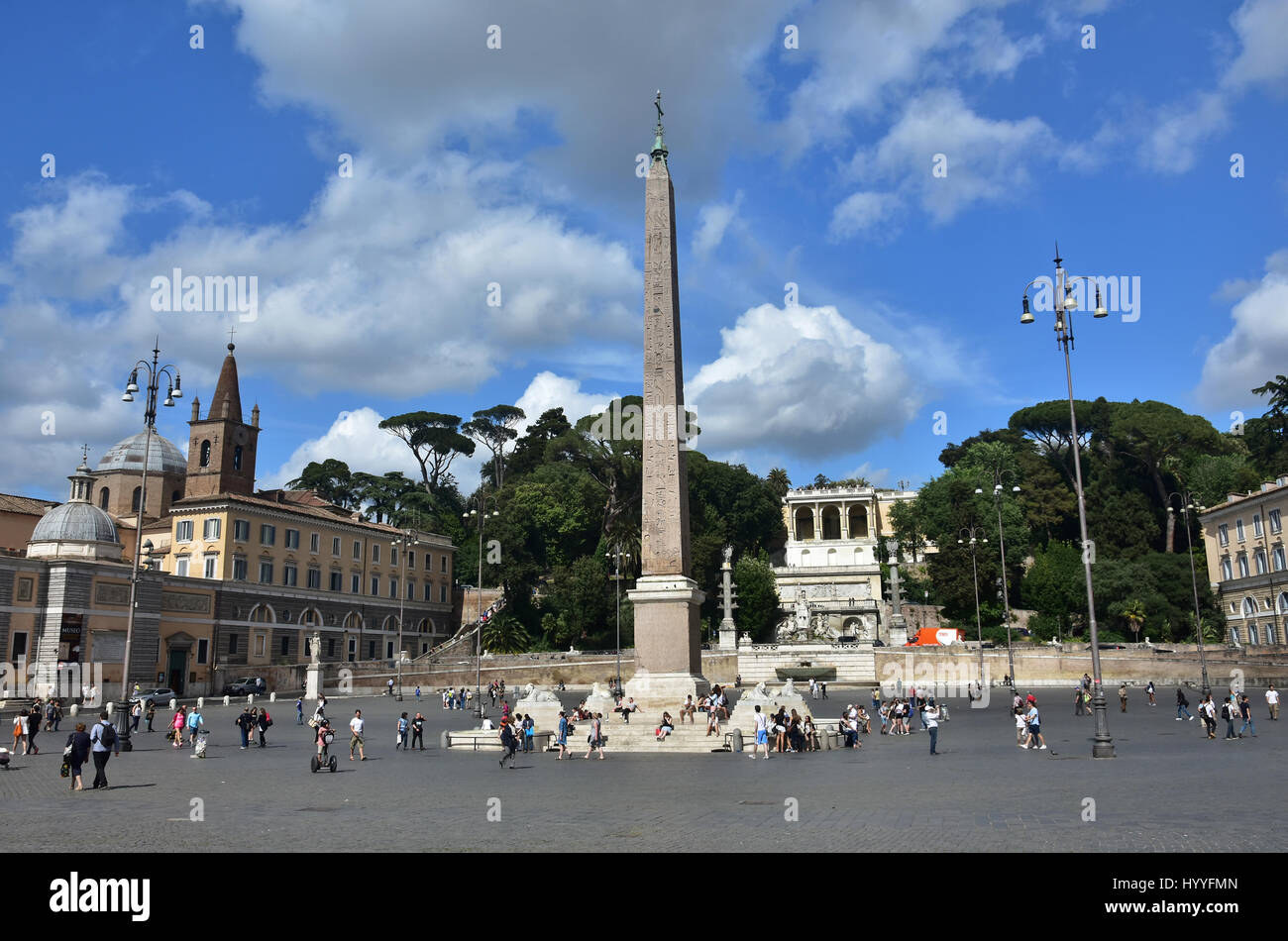 Tourists in the famous Piazza del Popolo (People's Square), in the center of Rome Stock Photo