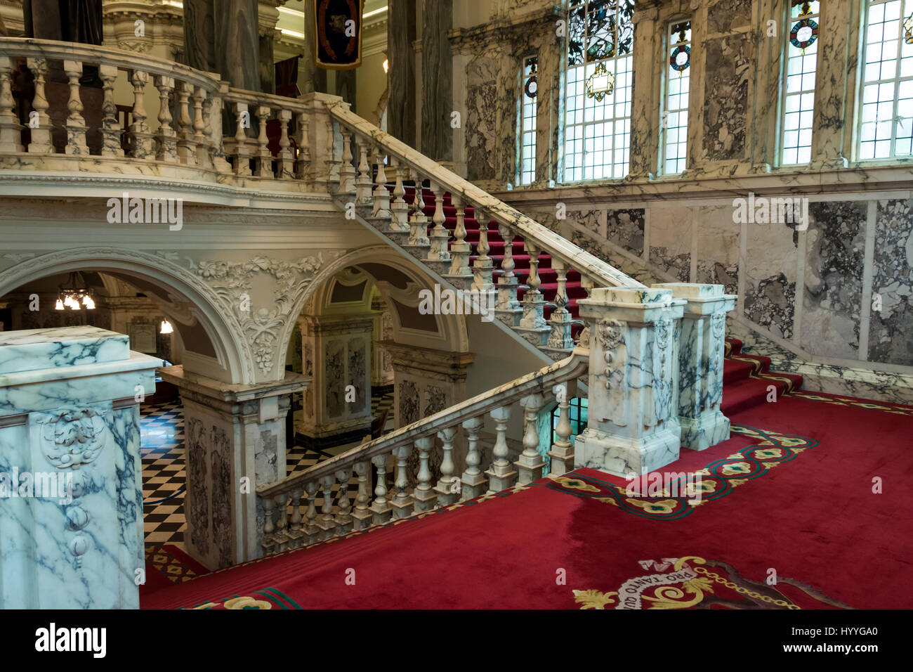 The Grand Staircase, City Hall, Belfast, County Antrim, Northern Ireland, UK Stock Photo