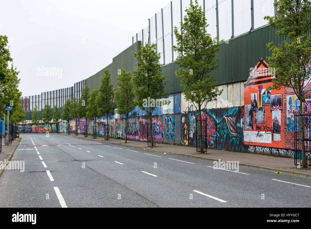 The Peace Wall, Cupar Way, Belfast, County Antrim, Northern Ireland, UK Stock Photo