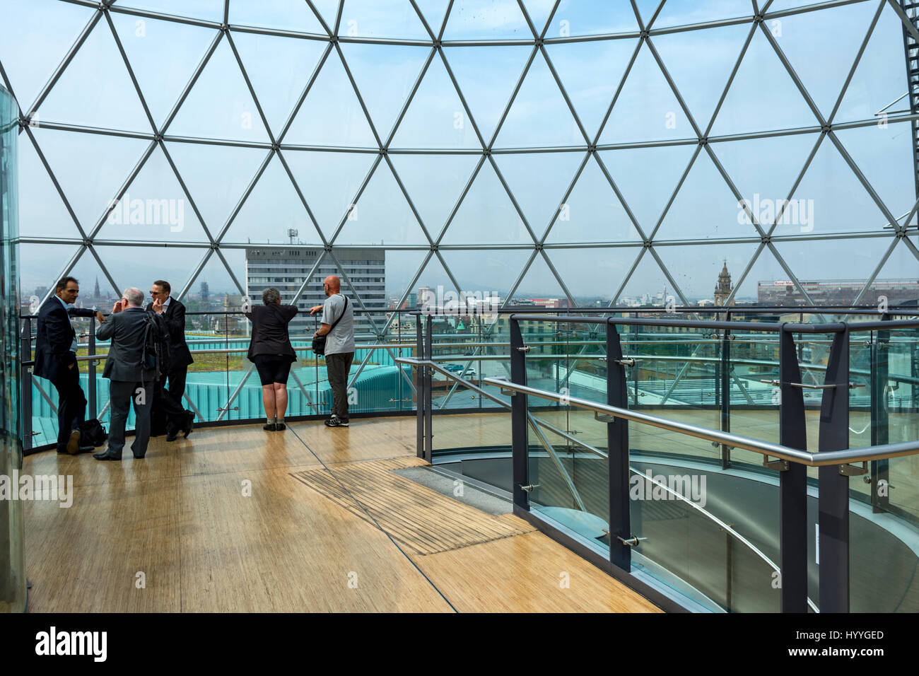 On the viewing platform inside the Dome at the Victoria Square Shopping Centre. Belfast, County Antrim, Northern Ireland, UK Stock Photo