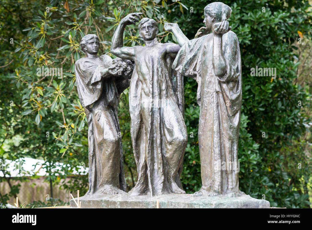 Auckland, New Zealand March 1, 2017 Three bronze figures represent
