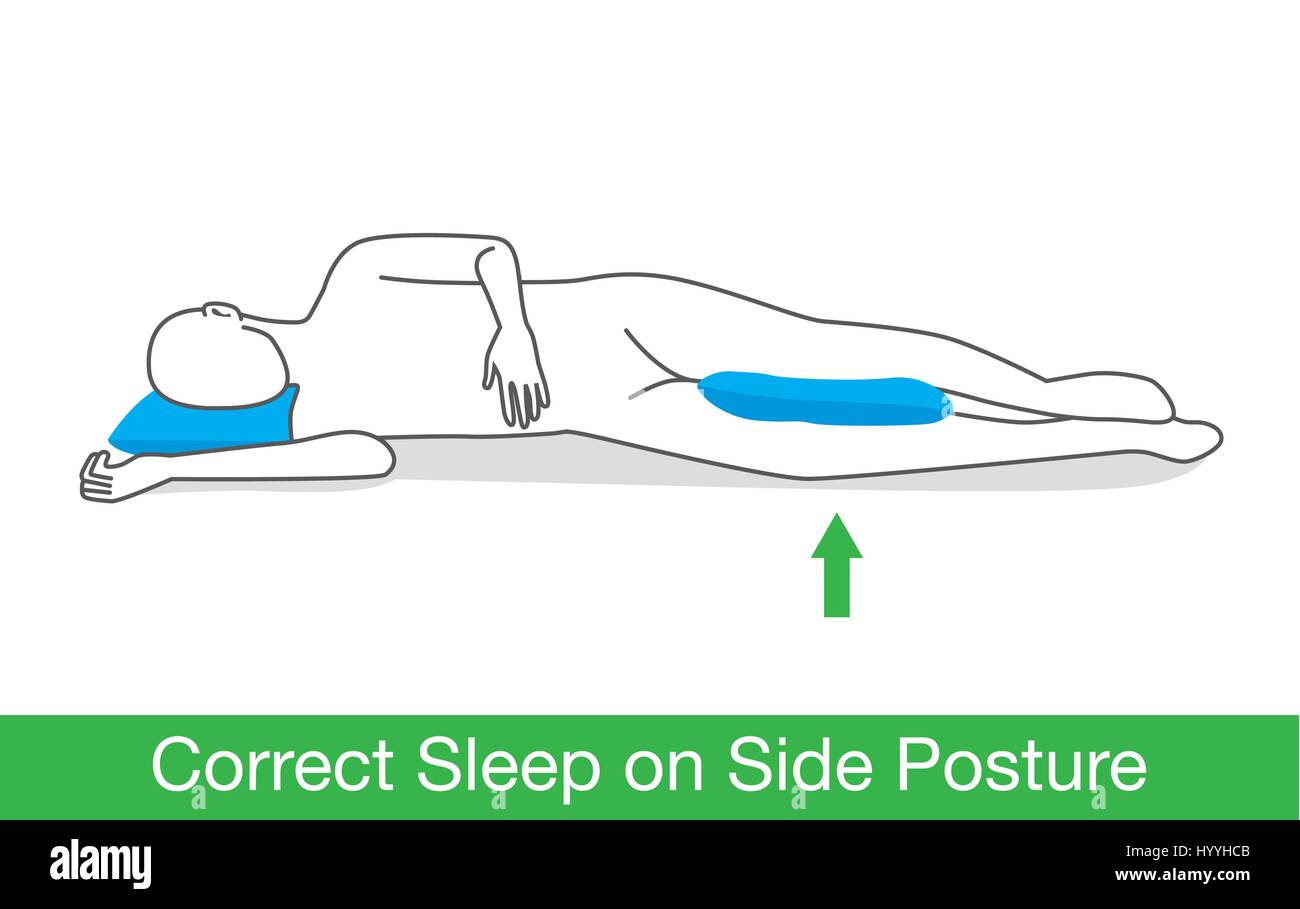 Correct sleep on side posture. Stock Vector