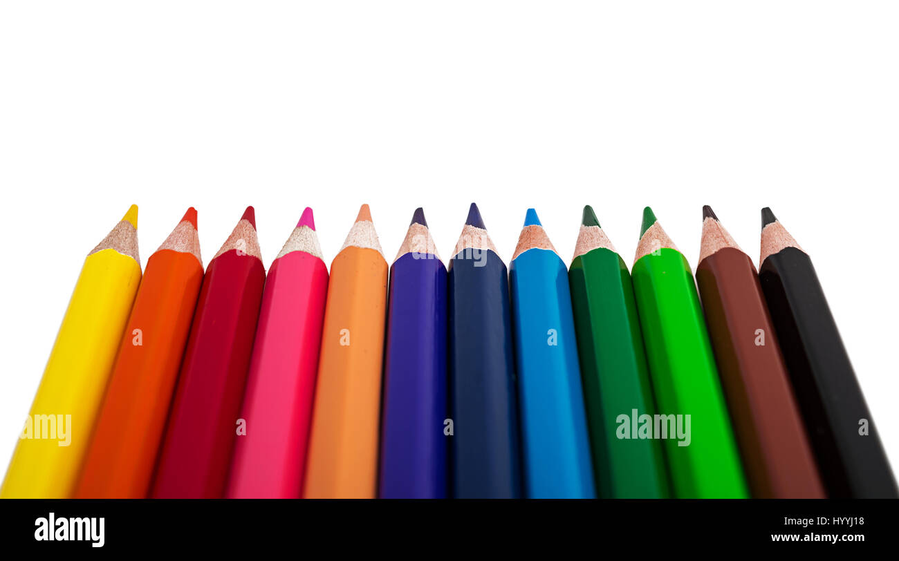 Colored pencils isolated on white background Stock Photo - Alamy