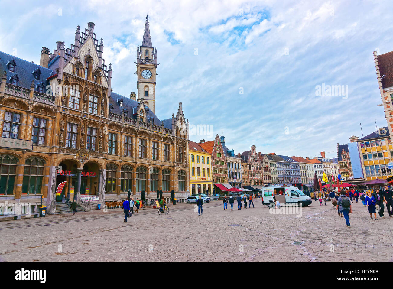Ghent, Belgium May 10, 2012 Korenmarkt Square with Former post