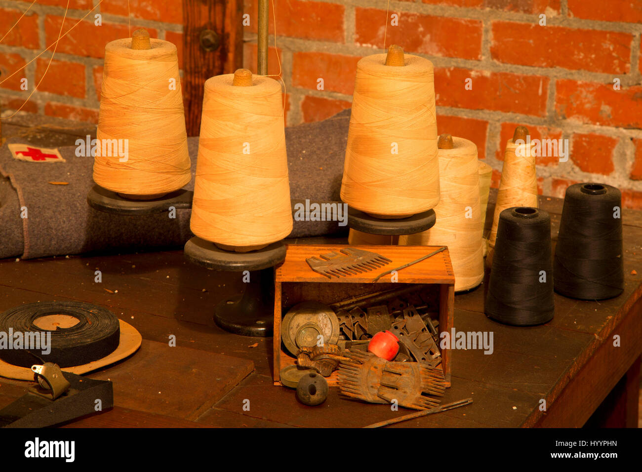 Sewing table in Thomas Kay Woolen Mill, Willamette Heritage Center at