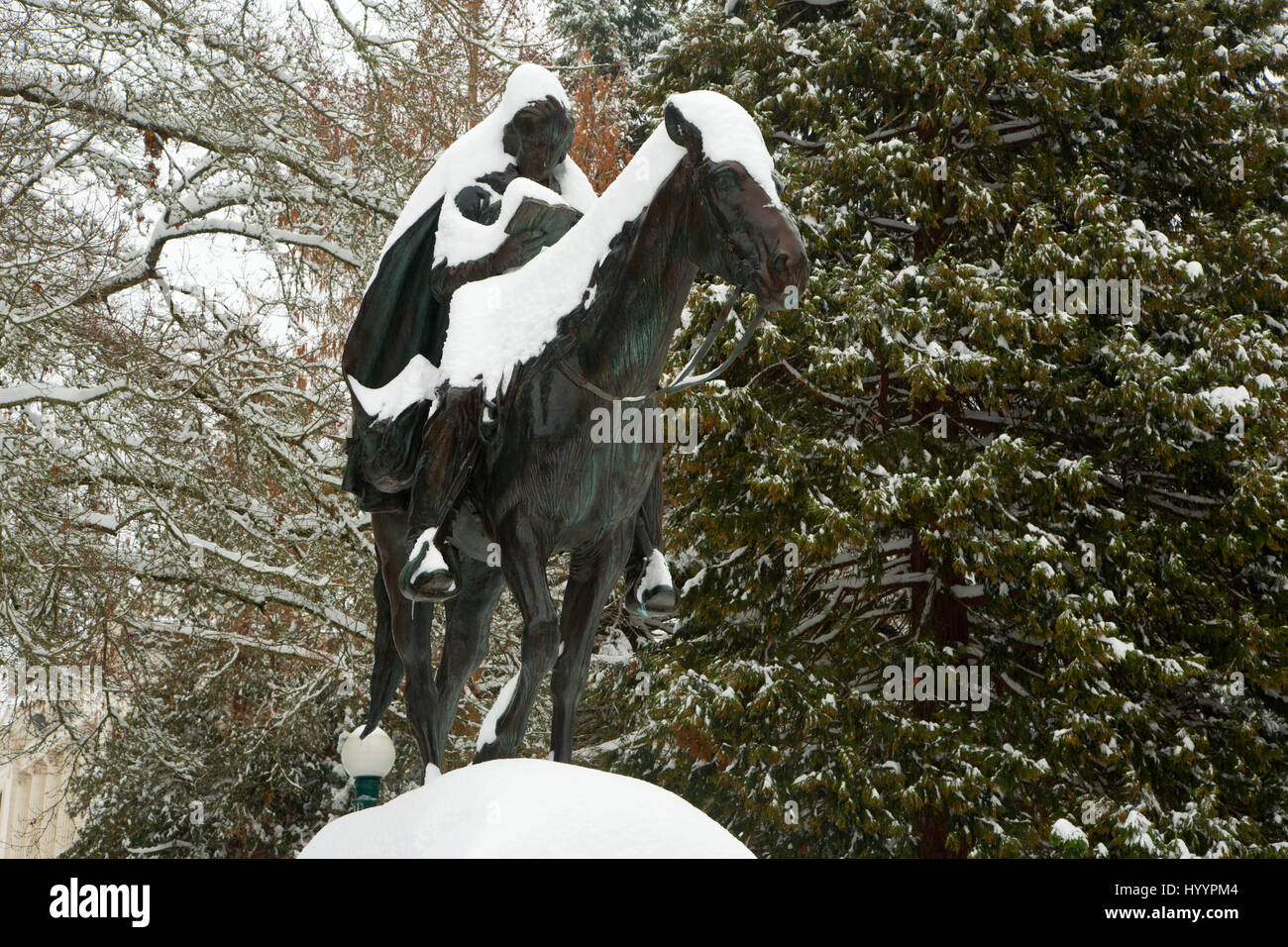 Circuit Rider statue, State Capitol State Park, Salem, Oregon Stock Photo