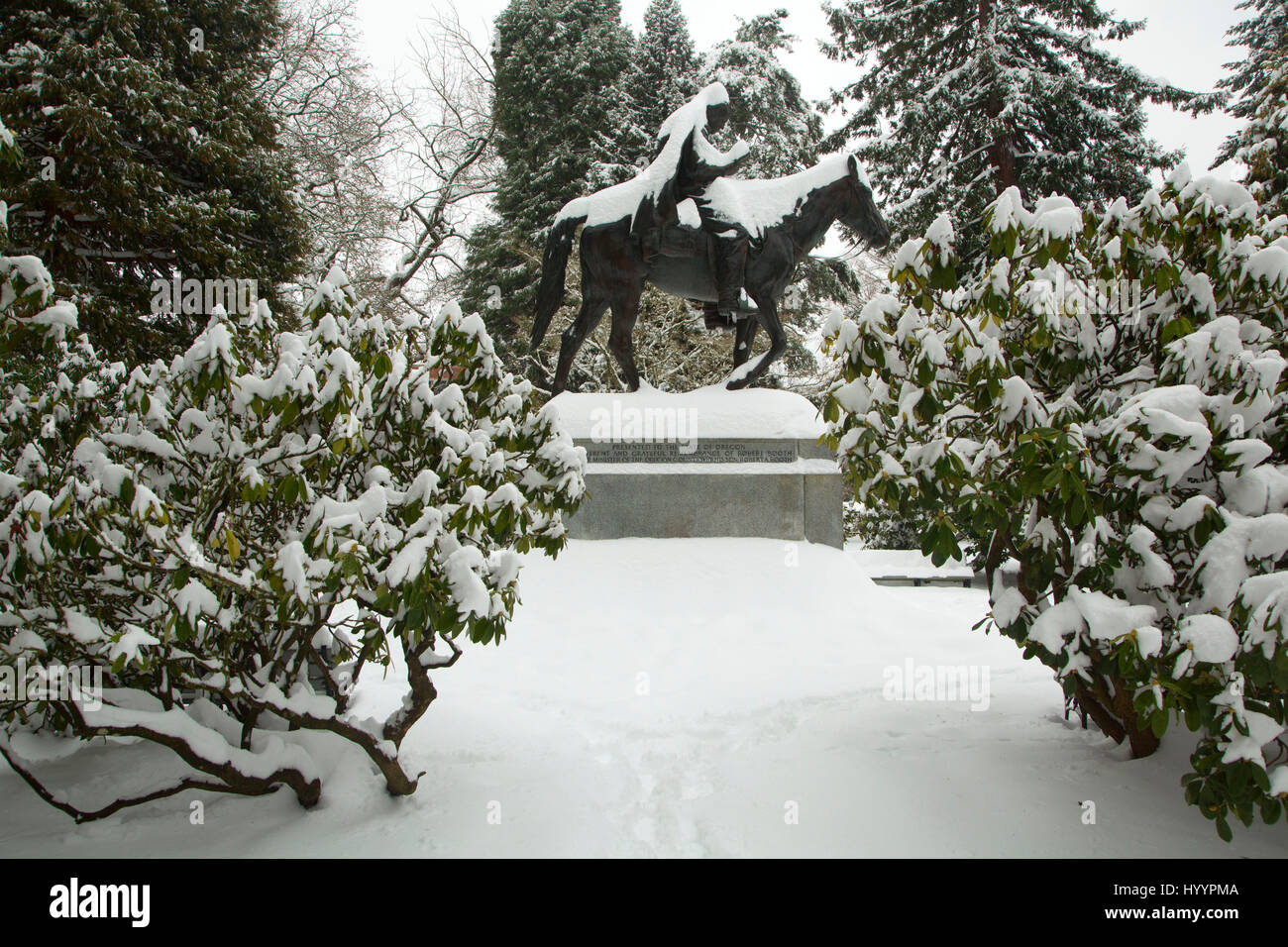 Circuit Rider statue, State Capitol State Park, Salem, Oregon Stock Photo Alamy