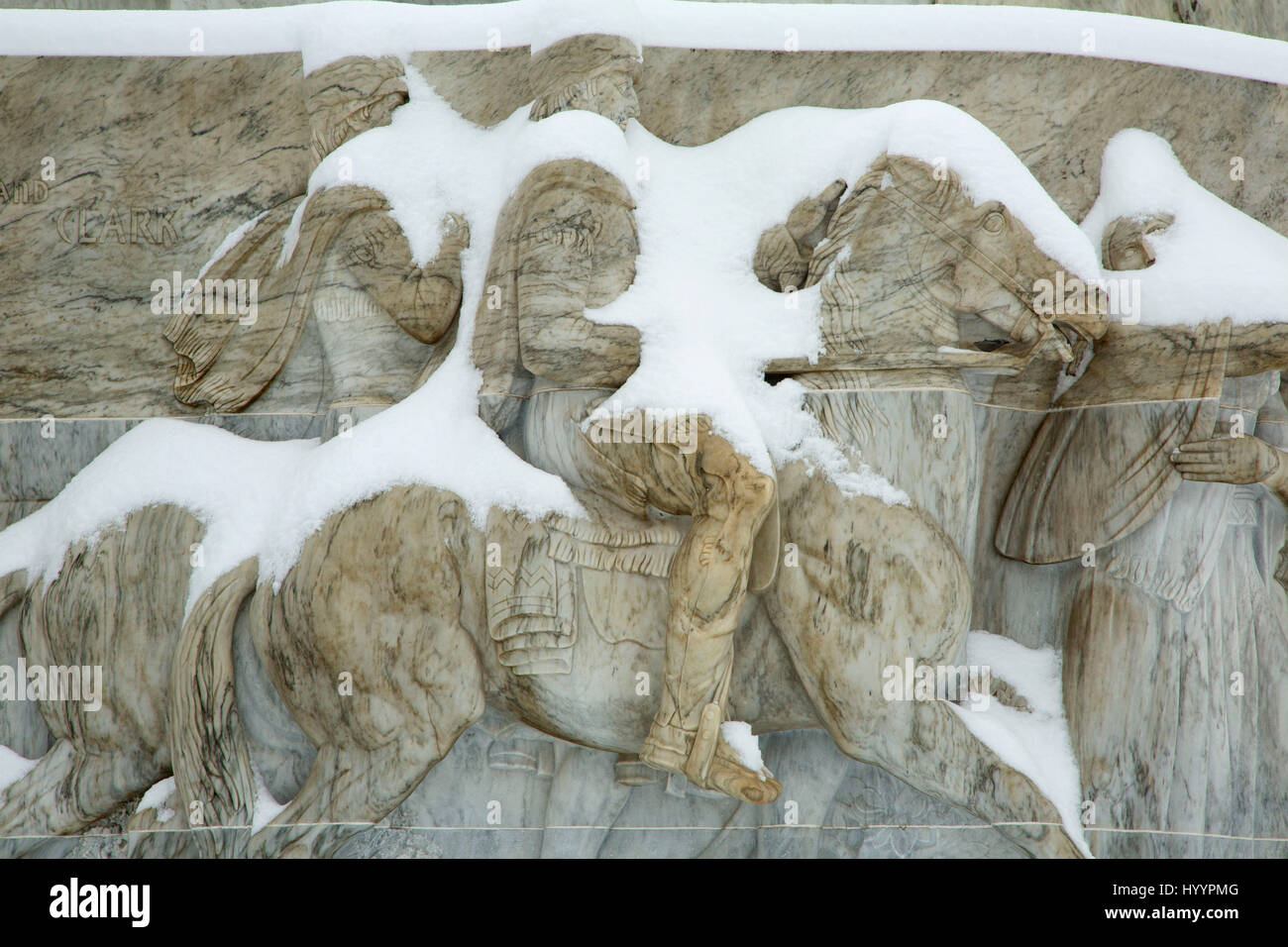 Historic relief sculpture, State Capitol State Park, Salem, Oregon Stock Photo