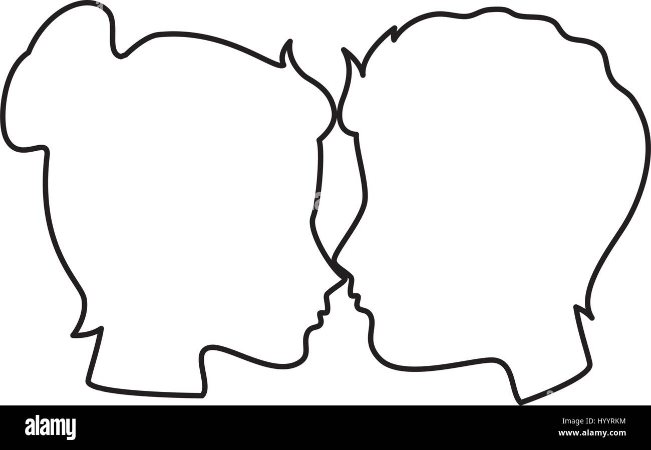 couple silhouette with hearts vector illustration design Stock Vector ...