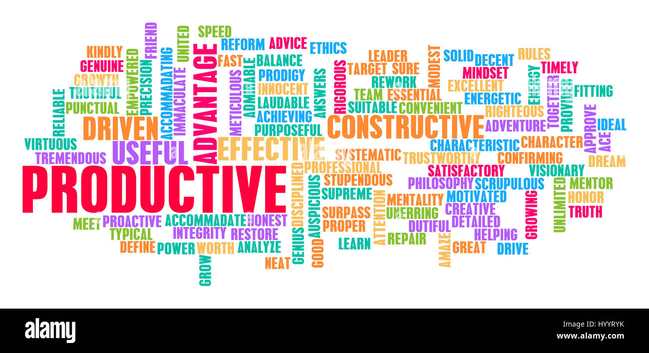 Productive Word Cloud Concept on White Stock Photo